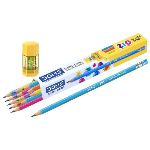 Doms *DOMS Super Dark 12HB/2 Graphite Pencil- ZIO Eraser Tipped