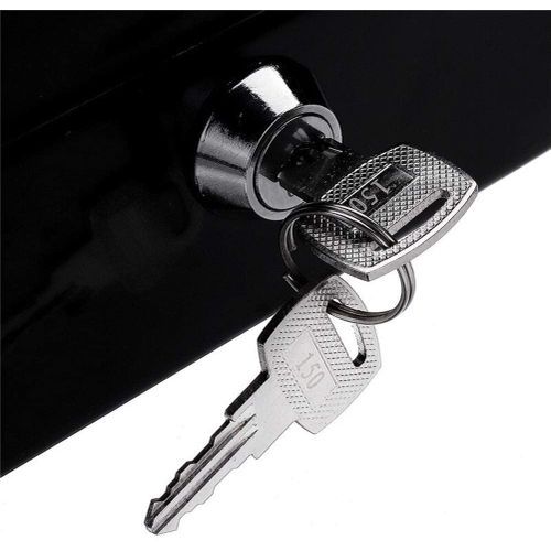 Office Six Inch Cash Box With Coin Separator Tray - Black