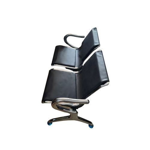 Waiting Chair 2 Seaters Black with Cushion-Black