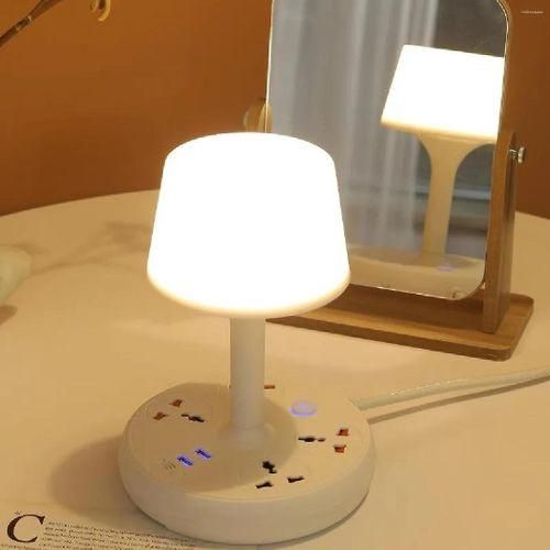 Multi-function lamp 7in1 Socket Light Table Lamp with USB Student Lamp Smart and Extension Outlet Ports Phone Chargers