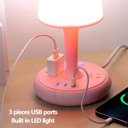 Multi-function lamp 7in1 Socket Light Table Lamp with USB Student Lamp Smart and Extension Outlet Ports Phone Chargers