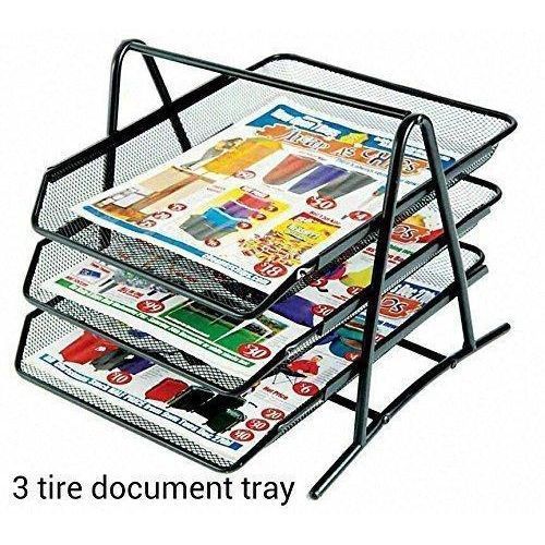 Other Office 3 Tier Document Tray File Desk Organizer- Mesh Metal - Black