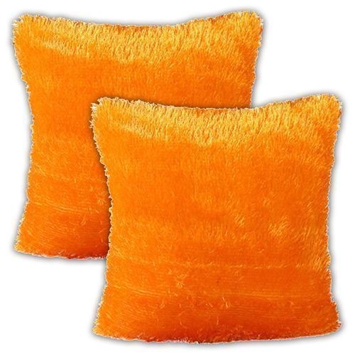2 Plush Sofa Waist Pillow Cushion Case - Orange
