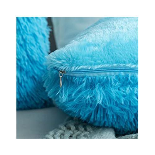 2 Plush Sofa Waist Pillow Cushion Case - Blue