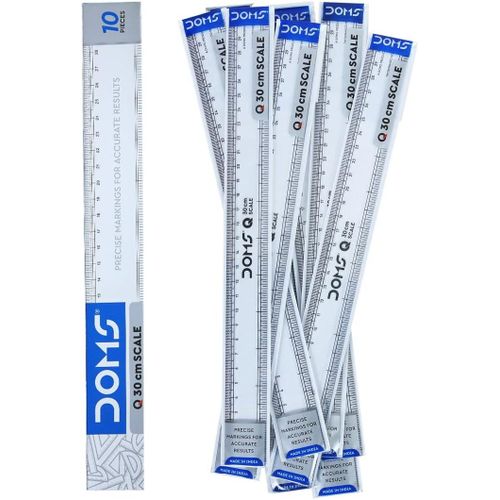 Doms Q Series 30cm Transparent Scale (Pack of 10)