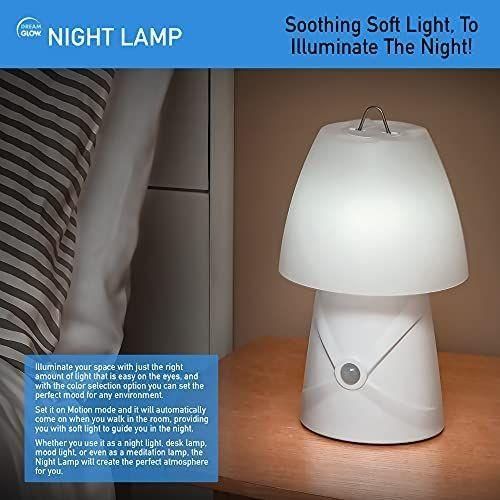 Sensor Brite Dream Glow Night Lamp, Motion Sensing LED Table Lamp, Color Changing RGB LED Lamp, Dimmable LED Desk Lamp- White.