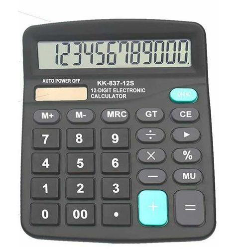 12 Digit Large Lcd Display Calculator - Black