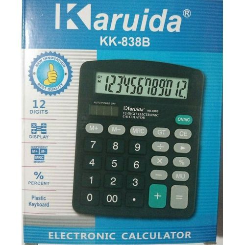 12 Digit Large Lcd Display Calculator - Black