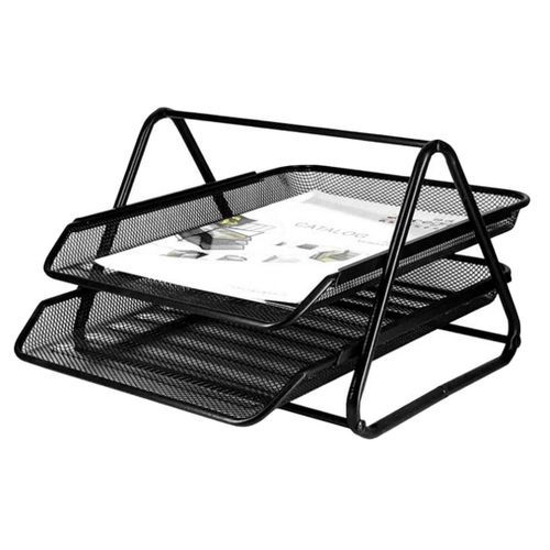 2 Layers Office Tray, Mettalic - Black