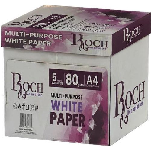 Roch Ink Saving White Paper Reams 80G (5X500 Sheets) Carton - White