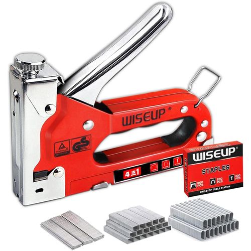 Staple Gun For Wood 4 In 1 Heavy Duty Stapler Gun With Staples - Silver