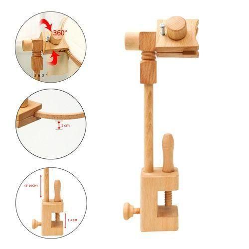 Wood Embroidery Hoop Stand With Clamp Adjustable Tabletop Cross Stitch