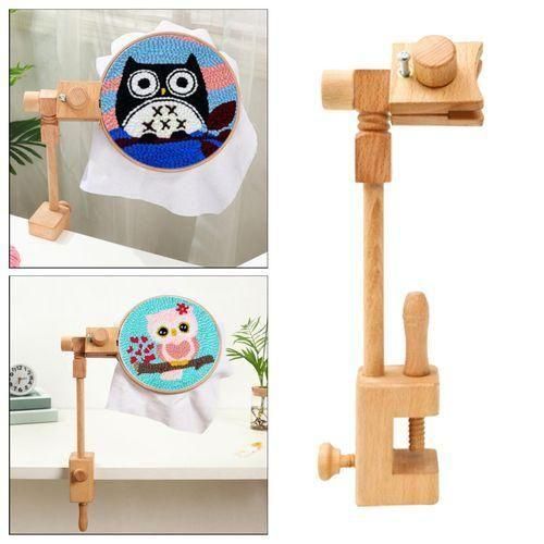 Wood Embroidery Hoop Stand With Clamp Adjustable Tabletop Cross Stitch
