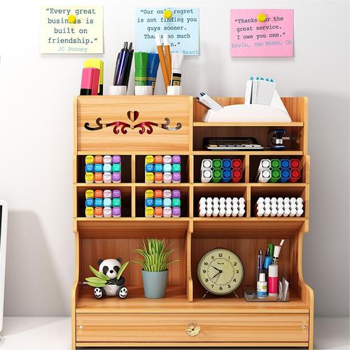 Wooden Pen Holder Storage Rack, Office Stationery/Document Storage Box