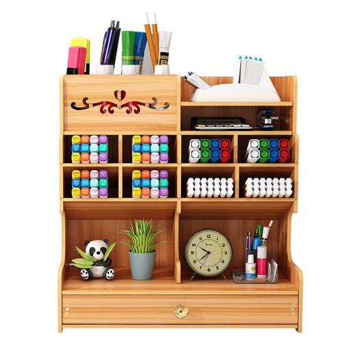 Wooden Pen Holder Storage Rack, Office Stationery/Document Storage Box