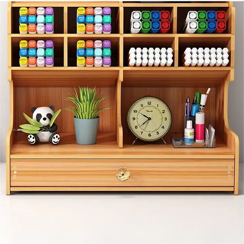 Wooden Pen Holder Storage Rack, Office Stationery/Document Storage Box