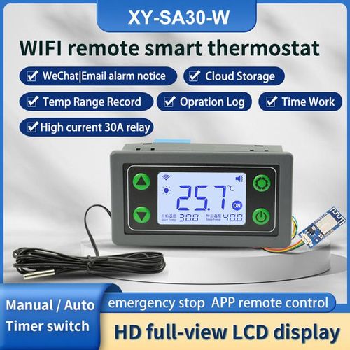 Wifi Remote Control Thermostat Digital Temperature Controller Module Cool Heat App Temperature Collection High Low Alarm Sa30