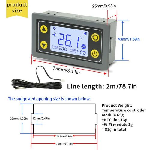 Wifi Remote Control Thermostat Digital Temperature Controller Module Cool Heat App Temperature Collection High Low Alarm Sa30