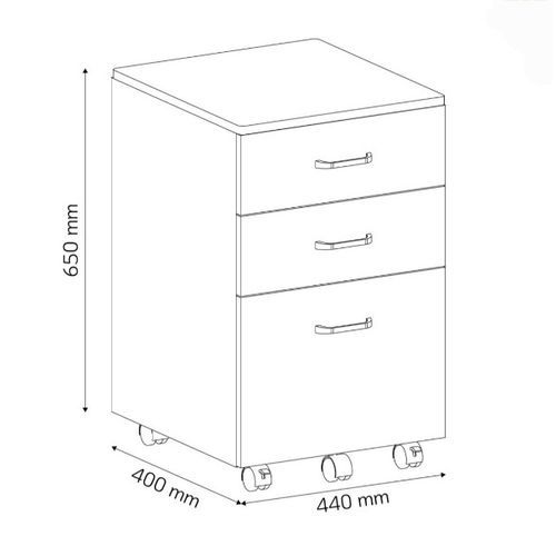 Office Moving Drawer,3 Lockers Central Lock- Black Colour
