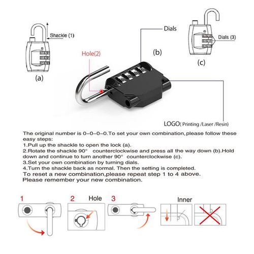 Mini Padlock 4 Dial Digits Combination Lock Outdoor Travel Security Lock For Luggage Suitcase Gym Cabinet Security Protection