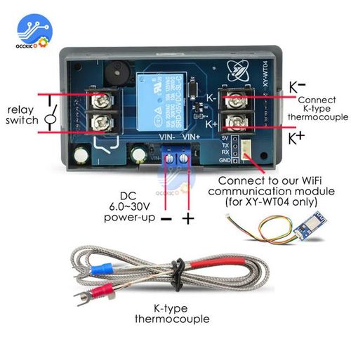 Wifi Remote High Temperature Digital Thermostat K-Type Thermocouple High Temperature Controller -99~ Degrees Xy-Wt04