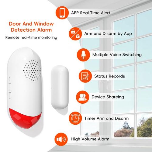 Tuya Wifi Door Window Sensor Door Opening Sound Alarm Timed Arm And Disarm Home Security Protection Smart Life App