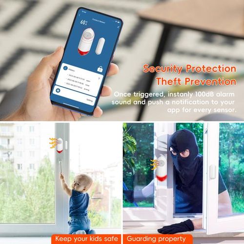 Tuya Wifi Door Window Sensor Door Opening Sound Alarm Timed Arm And Disarm Home Security Protection Smart Life App