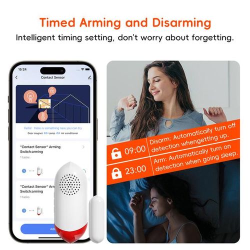 Tuya Wifi Door Window Sensor Door Opening Sound Alarm Timed Arm And Disarm Home Security Protection Smart Life App