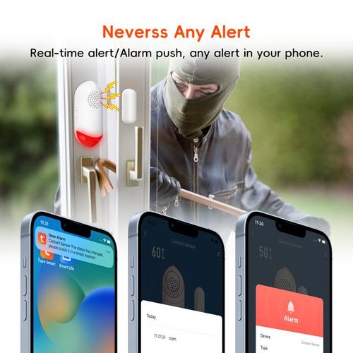 Tuya Wifi Door Window Sensor Door Opening Sound Alarm Timed Arm And Disarm Home Security Protection Smart Life App
