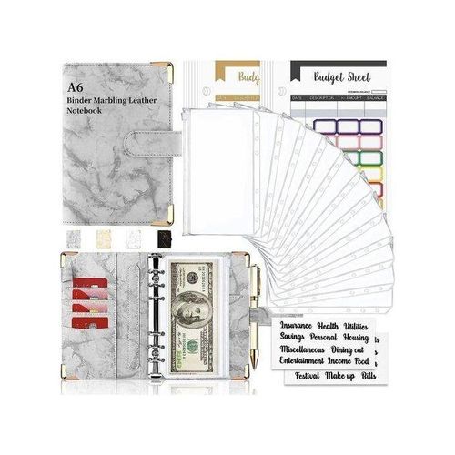 A6 Marble Print Diary Set,budget Binder,cash Envelope Holder