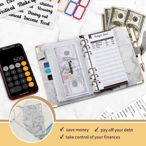A6 Marble Print Diary Set,budget Binder,cash Envelope Holder