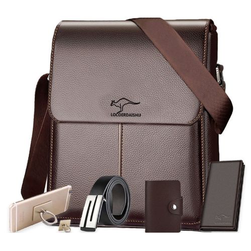 5 In1 Men's Briefcase Large Capacity Messenger Bag Business Bag - Brown