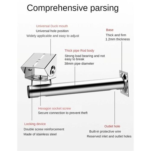 Stainless Steel Wall Rod Bracket Cctv Camera Mounting Vertical Pole Bracket Duckbill Degree Adjustable