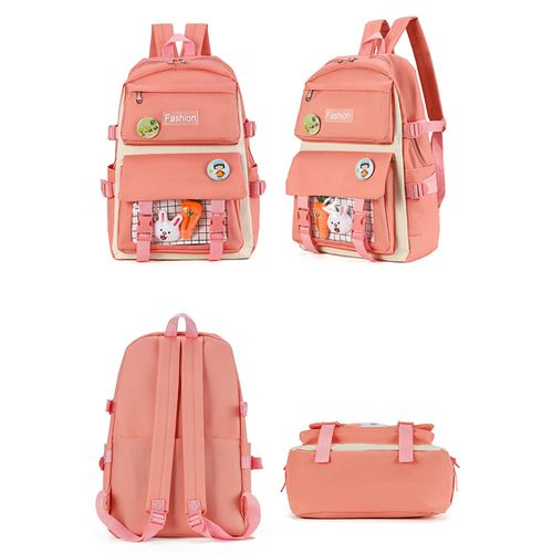 4-piece Girl Backpack Cartoon Canvas Casual School Bag