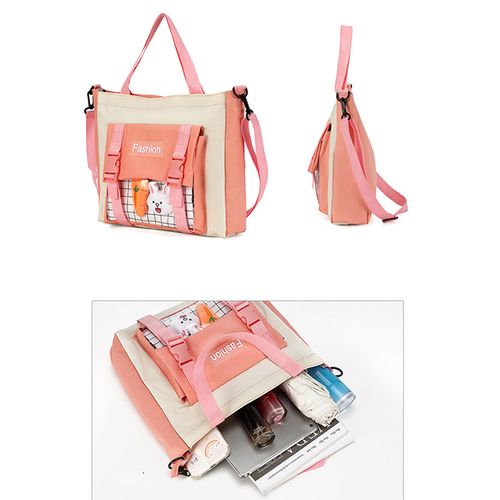 4-piece Girl Backpack Cartoon Canvas Casual School Bag