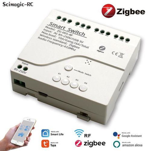 Tuya Zigbee Smart Switch Module 4ch Remote Switch Controller Ac 85-250v 10a Relays Work With Alexa Google Home Smart Life