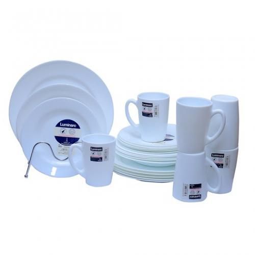 Luminarc Ceramic 6 Dinner Plates 6 Side Plates 6 Soup plates  6 Tea Cups-White