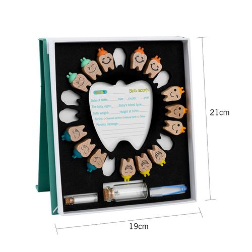 Baby Tooth Box Wooden Tooth Container Teeth Keepsake Box with Lanugo Bottle Wishing Bottle Tweezers for Children Boys Girls NO5137