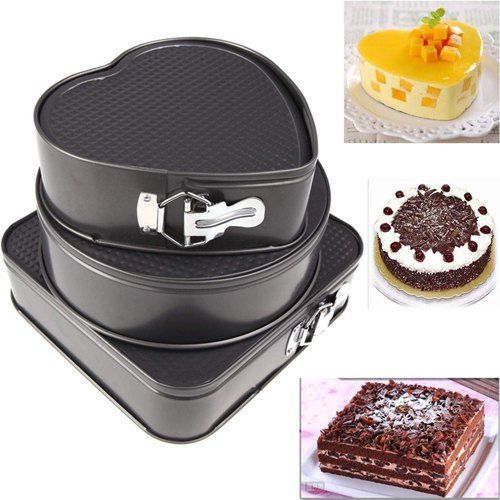 3 Pieces Non Stick Baking Pans With Multiple Shapes-Black