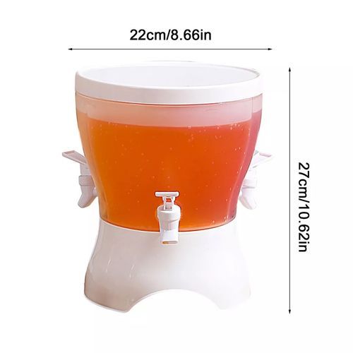 Rotating Beverage Dispenser With 3 Compartments And Faucet Juice Jar - White.