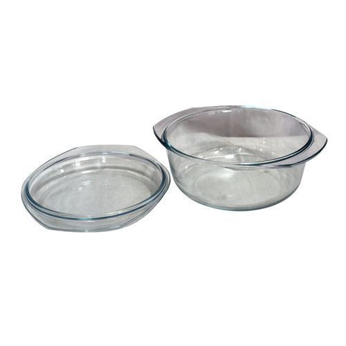 3pcs Round Opal Glass Serving Dishes Set, Clear
