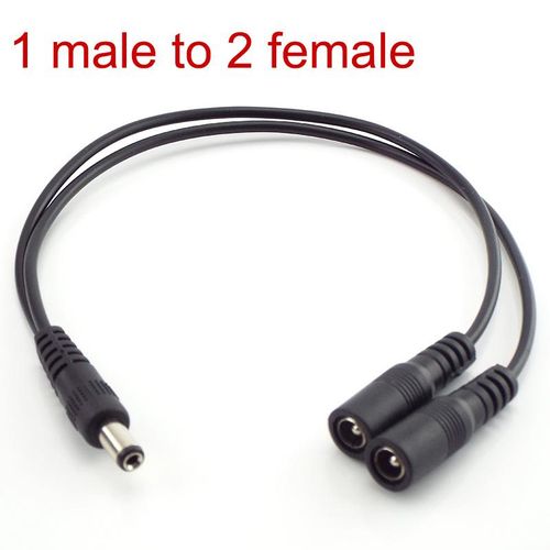 5.5mm 2.1mm 1 Female to 2 Male Way Male DC Power Splitter Connector Plug Extension Cable for CCTV LED Strip Light Supply Adapter
