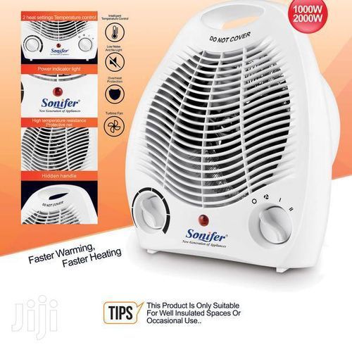 Portable Table Electric Fan Heater- White