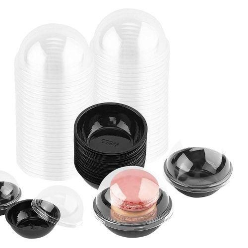 915 Generation 50 Pack Clear Plastic Mini Cupcake Container Individual Packaging Treat Boxes with Dome Lids for Mini Muffin Macaron