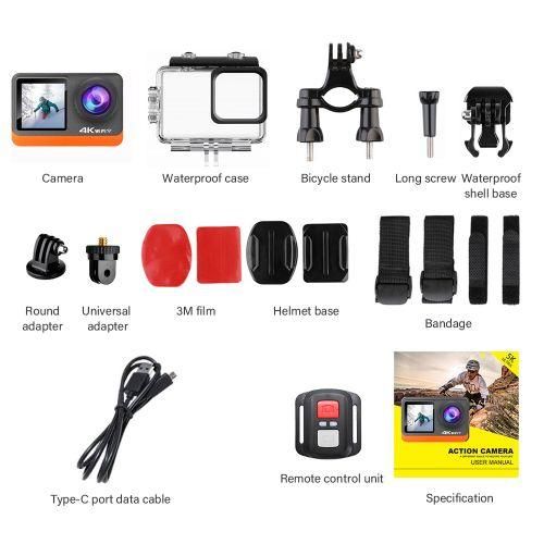 Action Camera 4K Ultra HD 24MP Waterproof Antishaking With