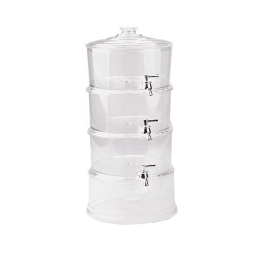 Acrylic 3-Tier Water, Juice Drink Dispenser With Ice Chamber Base-Colorless.