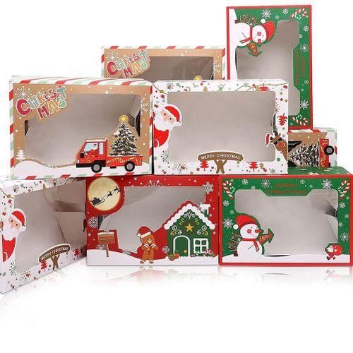 915 Generation Christmas Cookie Boxes with Clear Window Paper Xmas Treat Ca