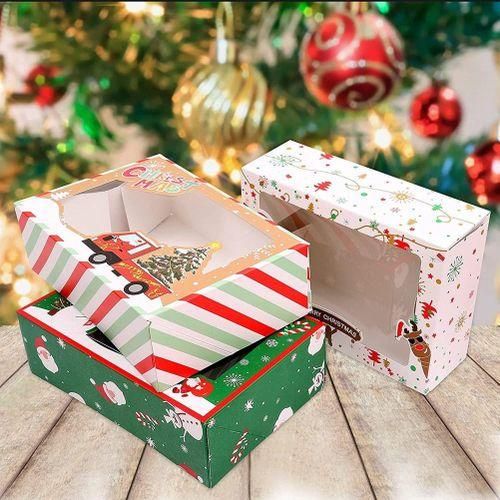 915 Generation Christmas Cookie Boxes with Clear Window Paper Xmas Treat Ca