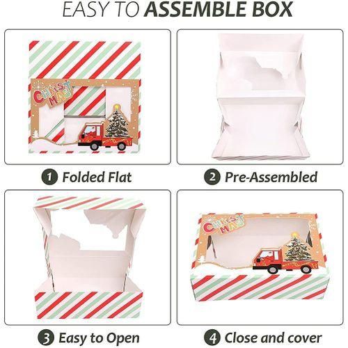 915 Generation Christmas Cookie Boxes with Clear Window Paper Xmas Treat Ca