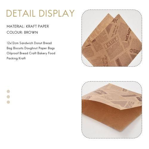 915 Generation 100pcs 12x12cm Bags Oilproof Bread Craft Food Packing Kraft
